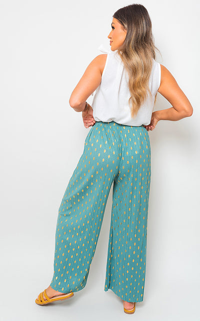 Gold Spot Pleated Trouser with Drawstring