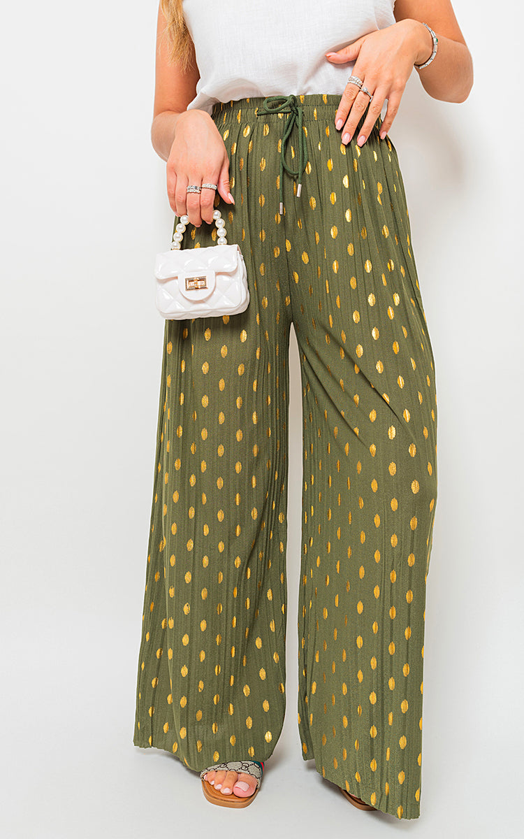 Gold Spot Pleated Trouser with Drawstring