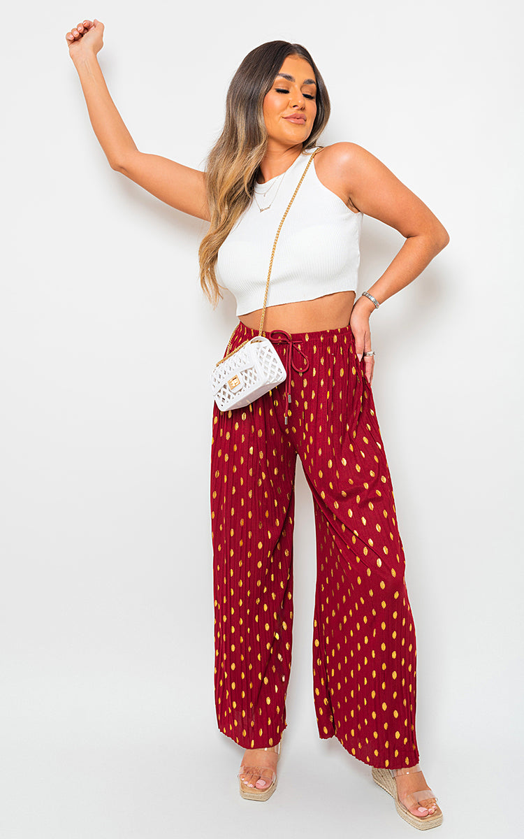 Gold Spot Pleated Trouser with Drawstring