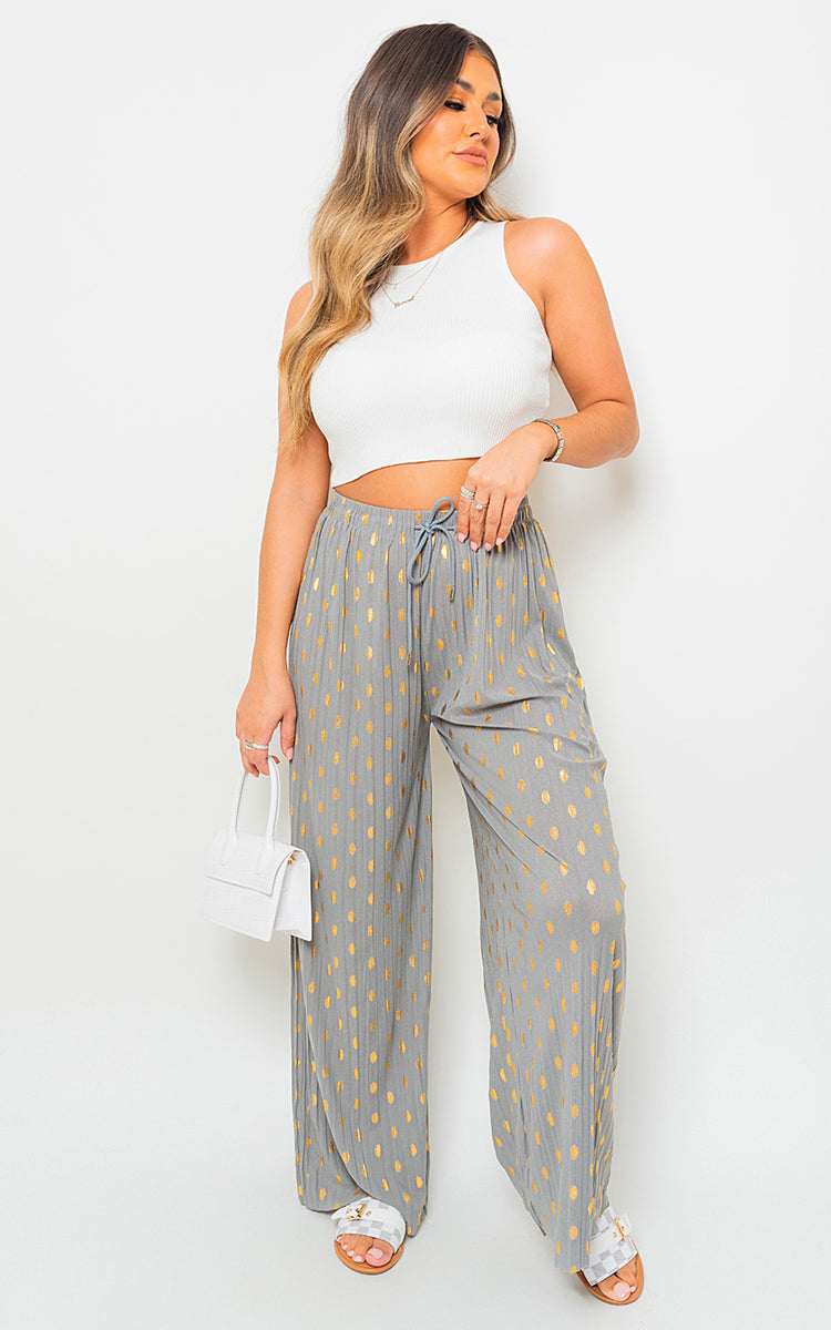 Gold Spot Pleated Trouser with Drawstring