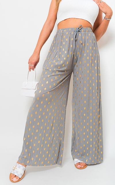 Gold Spot Pleated Trouser with Drawstring