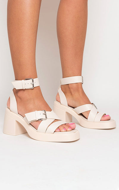 Cris Cross Ankle Strap Heeled Sandals