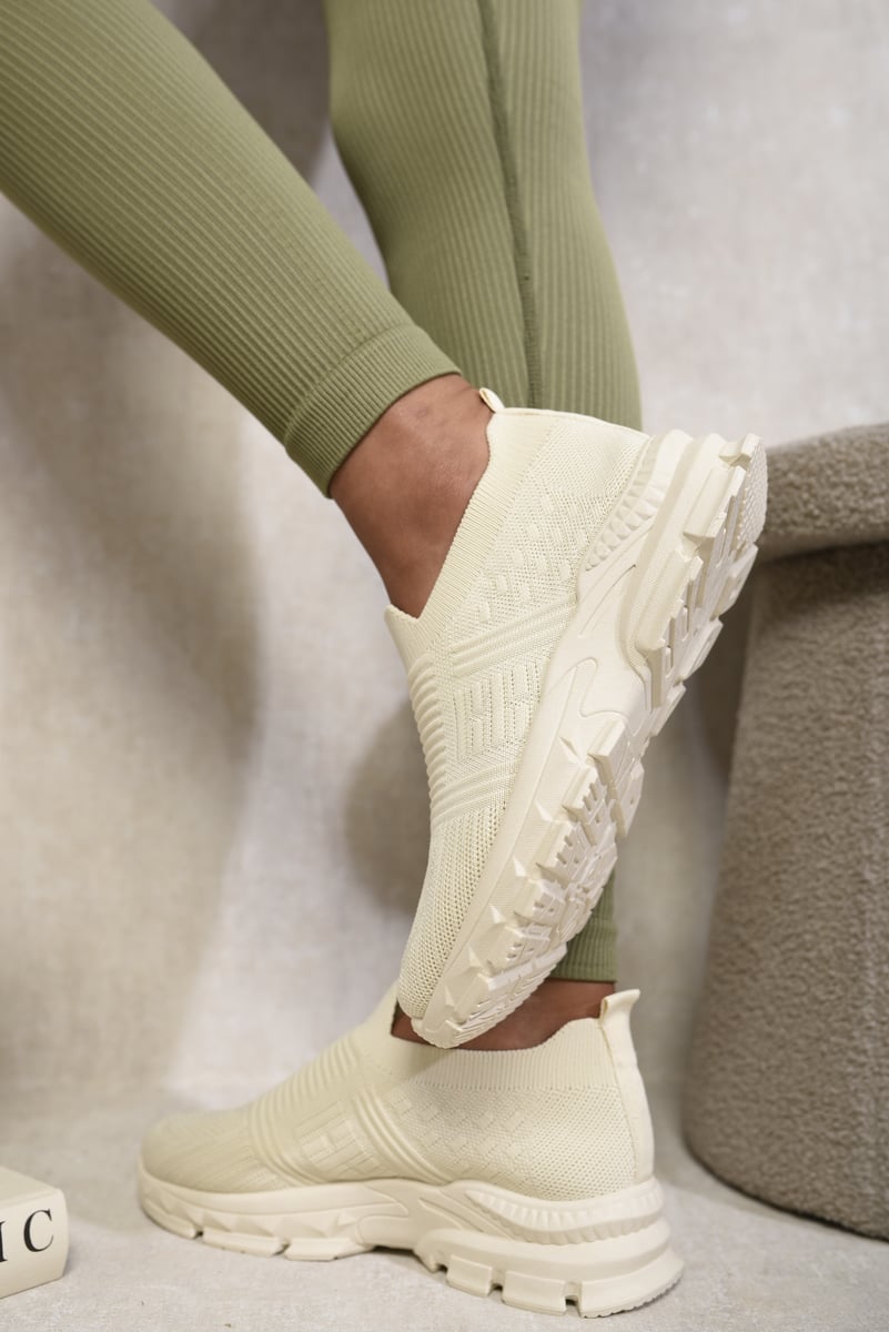 Knit Detail Slip On Chunky Trainers