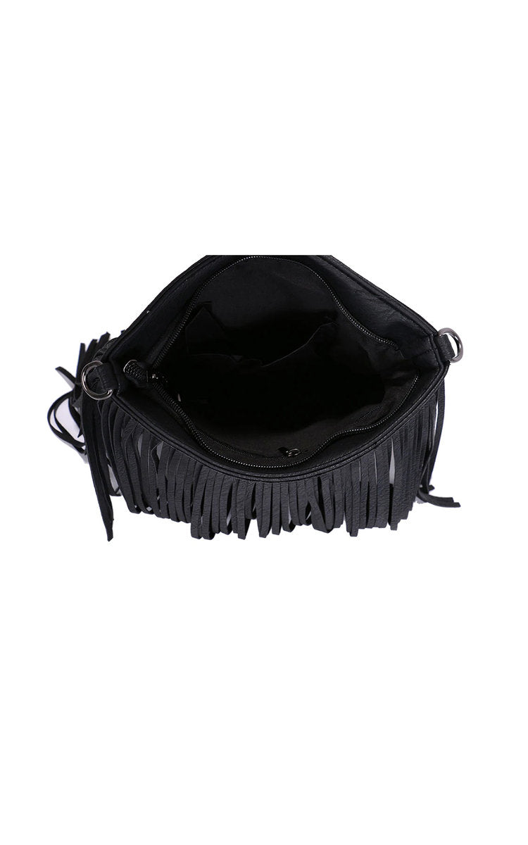 Faux Leather Fringe Bag