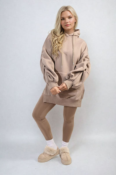 Oversized Hoodie with Side Split and Leggings Co ord Set