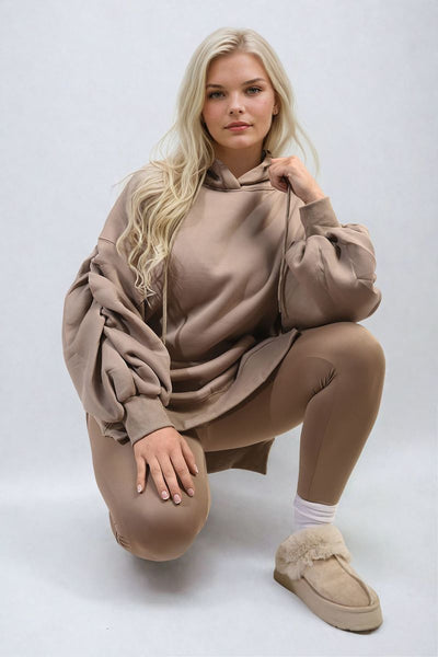 Oversized Hoodie with Side Split and Leggings Co ord Set