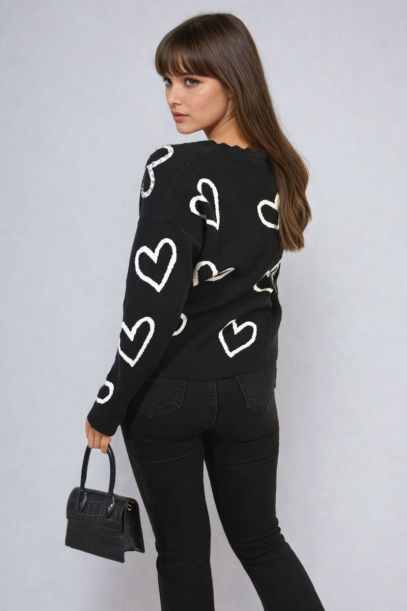 V-neck Stone Long Sleeve Knitted Jumper