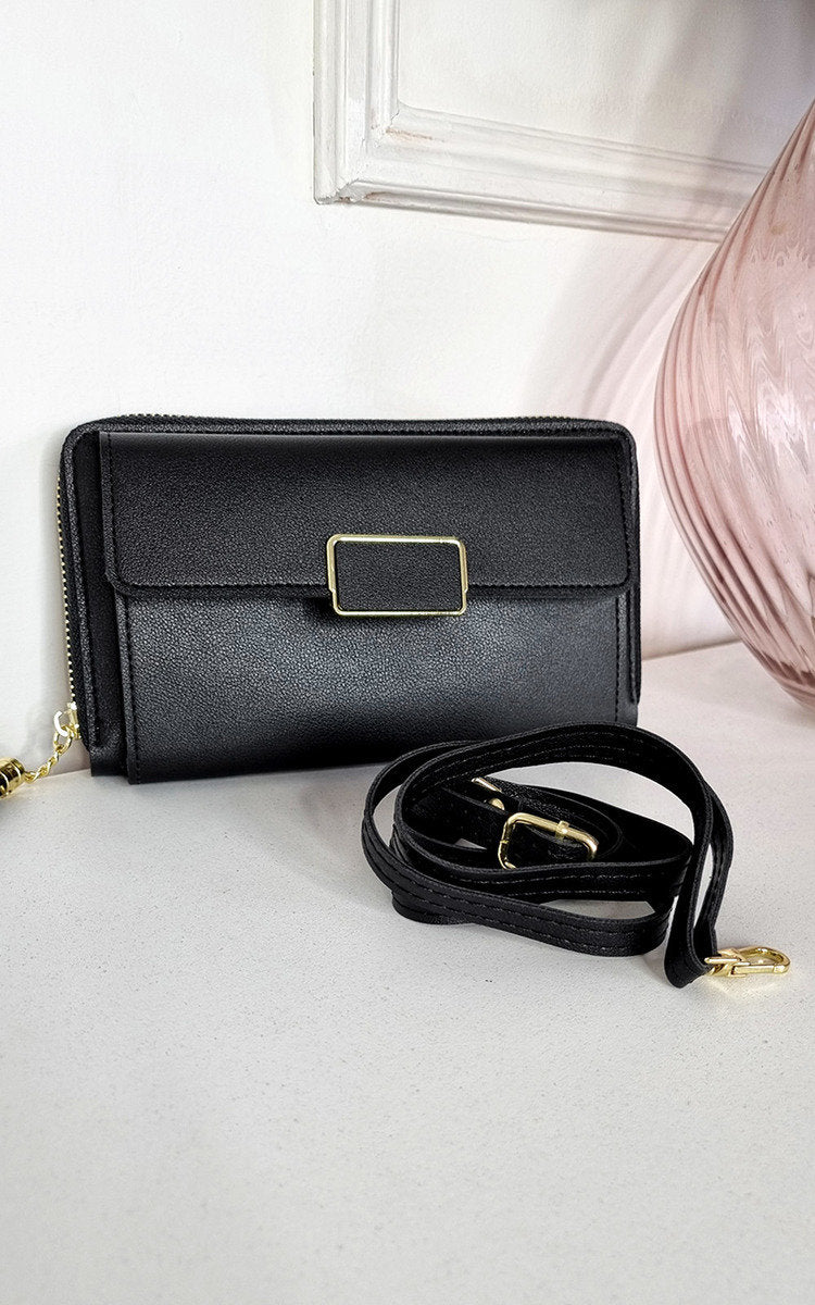 Faux Leather Zip Detail Clutch