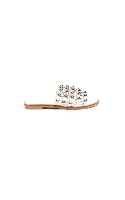 Studded Caged Open Toe Sliders