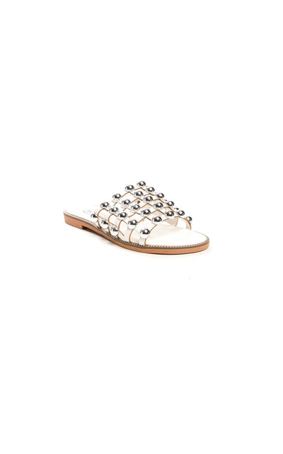 Studded Caged Open Toe Sliders