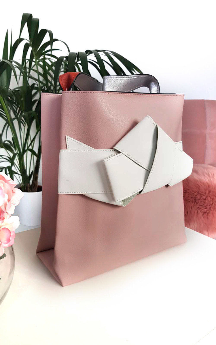 Colour Block Bow Tote Handbag