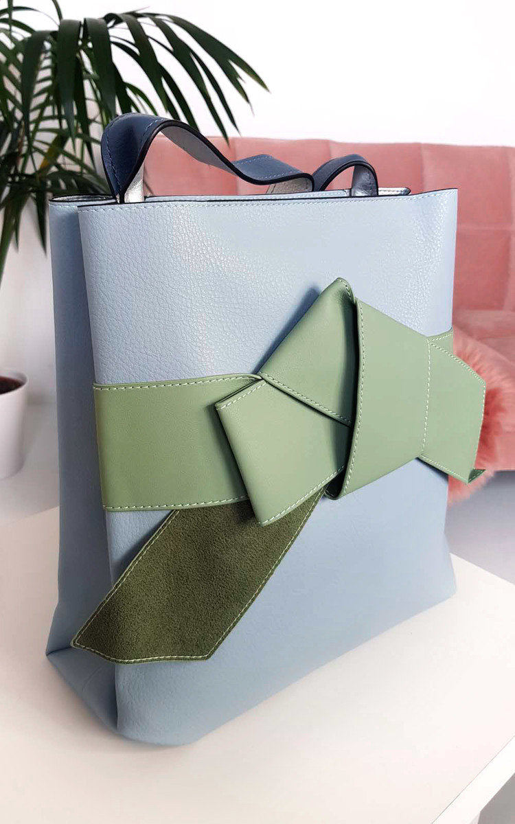 Colour Block Bow Tote Handbag