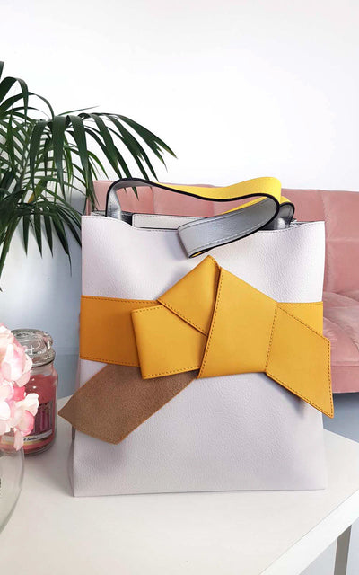 Colour Block Bow Tote Handbag