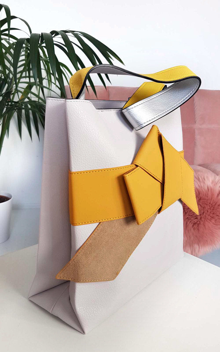 Colour Block Bow Tote Handbag