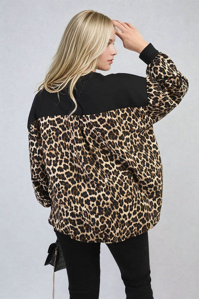 Leopard Print Long Sleeve Knitted Jumper