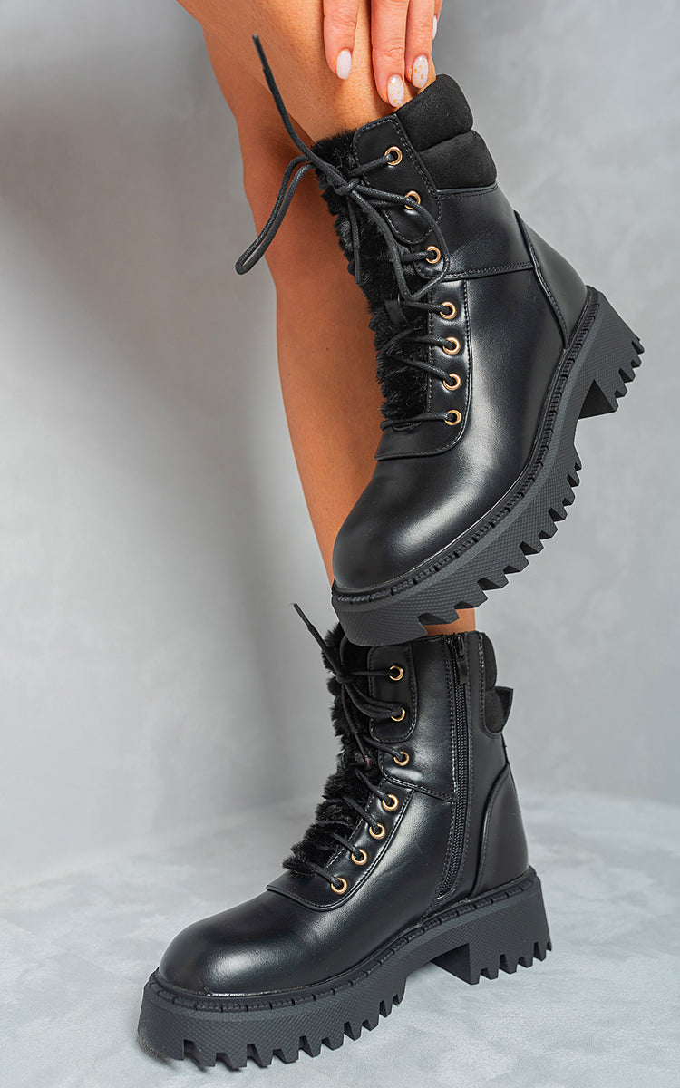 Chunky Lace Up Platform Ankle Boots