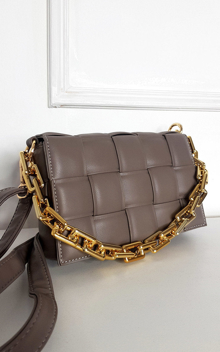 Padded Shoulder Bag with Chain Detail