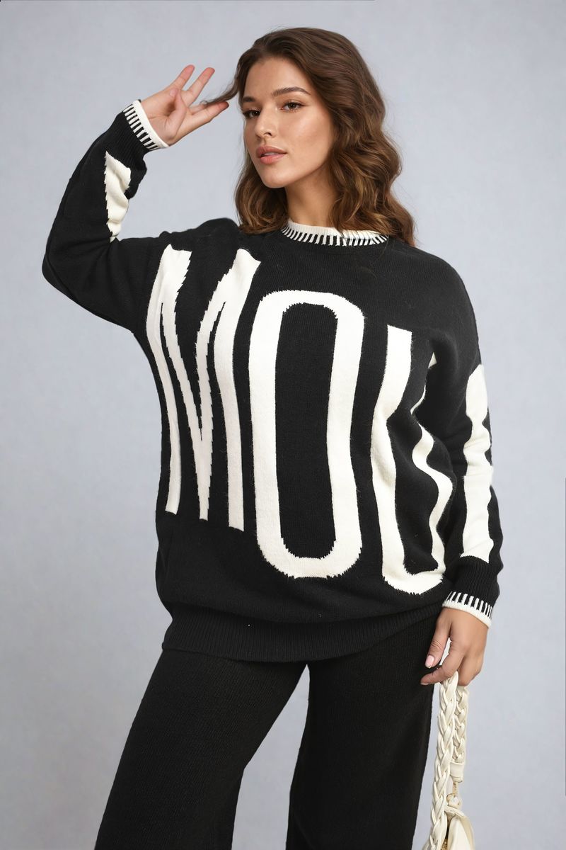 Amour Graphic Long Sleeve Knitted Jumper