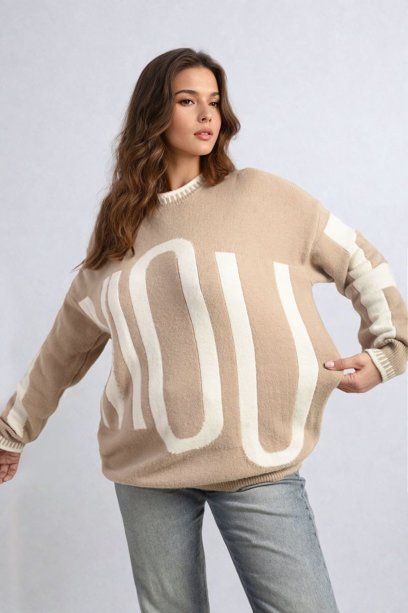 Amour Graphic Long Sleeve Knitted Jumper