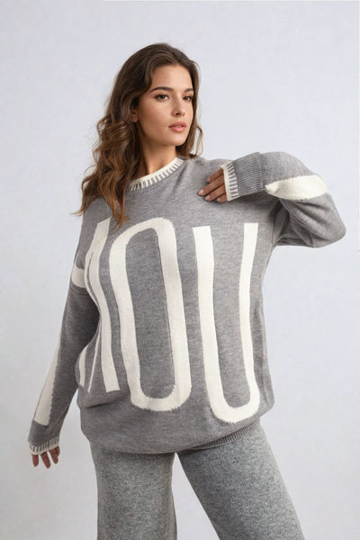 Amour Graphic Long Sleeve Knitted Jumper