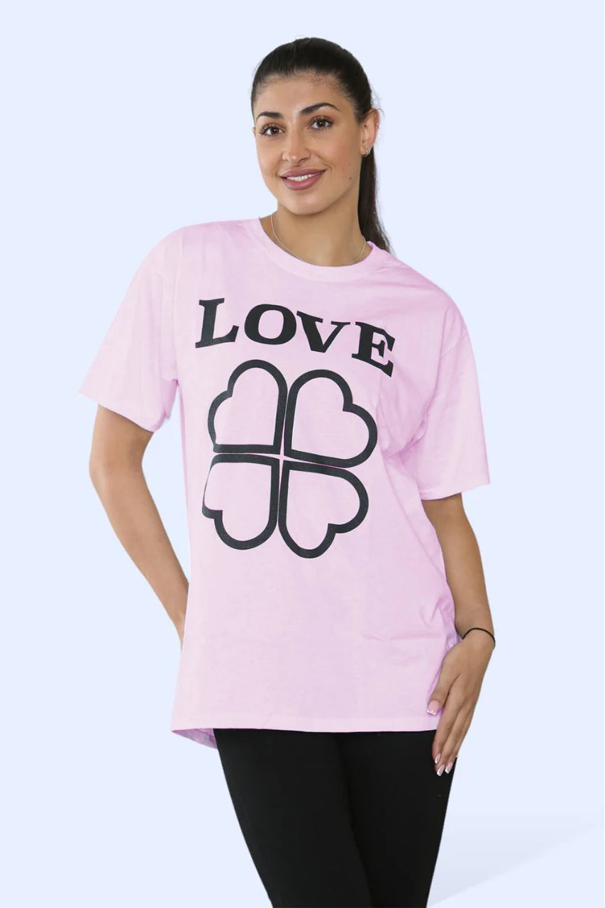 Ladies Love Printed Short Sleeve T-Shirt Top