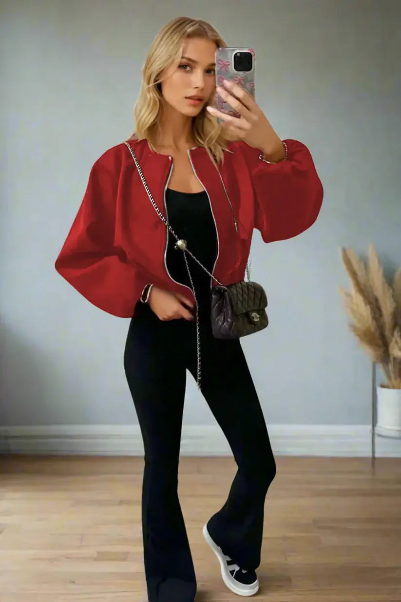 Stylish Zip Up Bomber Jacket