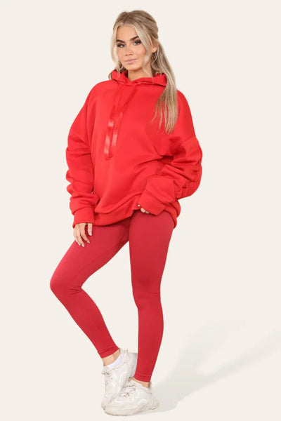 Oversized Ruched Sleeves Hoodie With Satin Ribbon